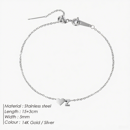 The "Cherished Initial" Heart & Monogram Bracelet