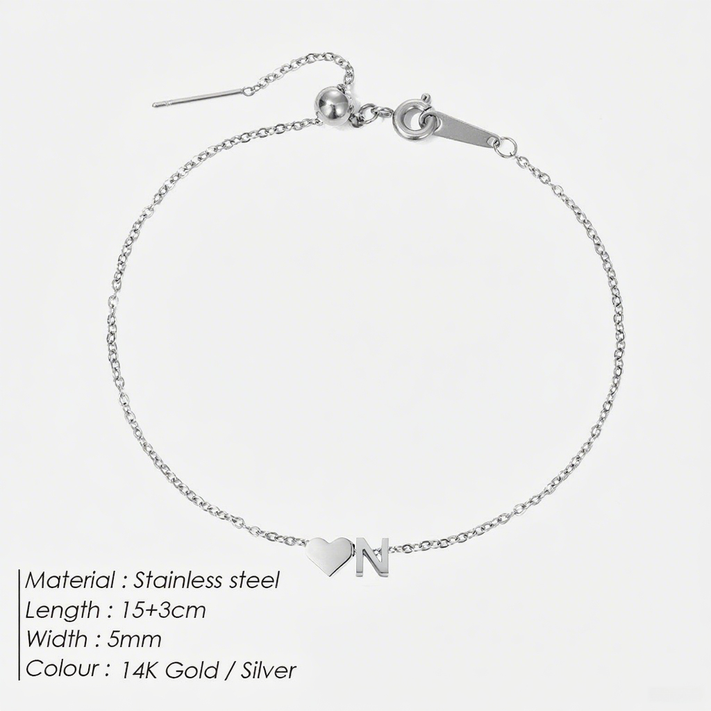 The "Cherished Initial" Heart & Monogram Bracelet