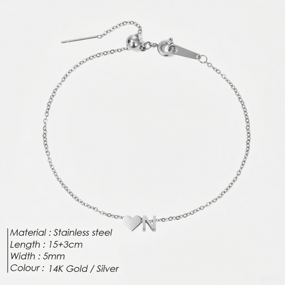 The "Cherished Initial" Heart & Monogram Bracelet