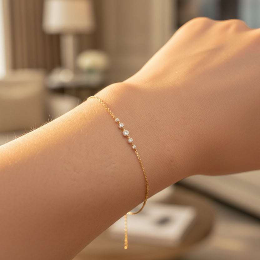 Curved bar bracelet silver minimalist modern design for women