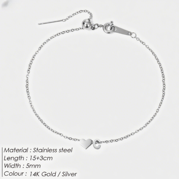 The "Cherished Initial" Heart & Monogram Bracelet