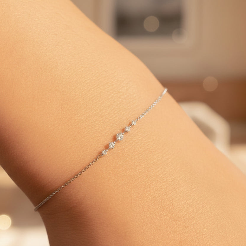 Curved bar bracelet silver minimalist modern design for women
