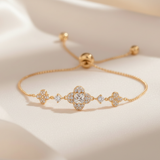 The "Luminous Bloom" Pavé Slider Bracelet