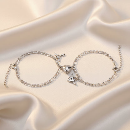 Lock and key couple bracelet set with necklace pendant stainless steel